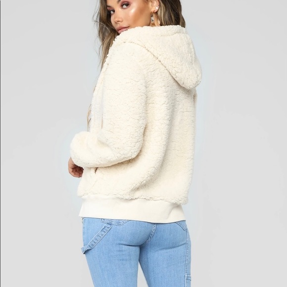 Cream colored fluffy jacket. "His bear jacket-Khaki" - Picture 6 of 7